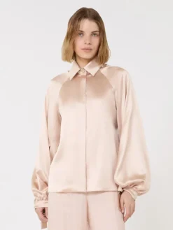 Silk satin shirt - POWDER