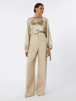 Silk satin shirt - SAND