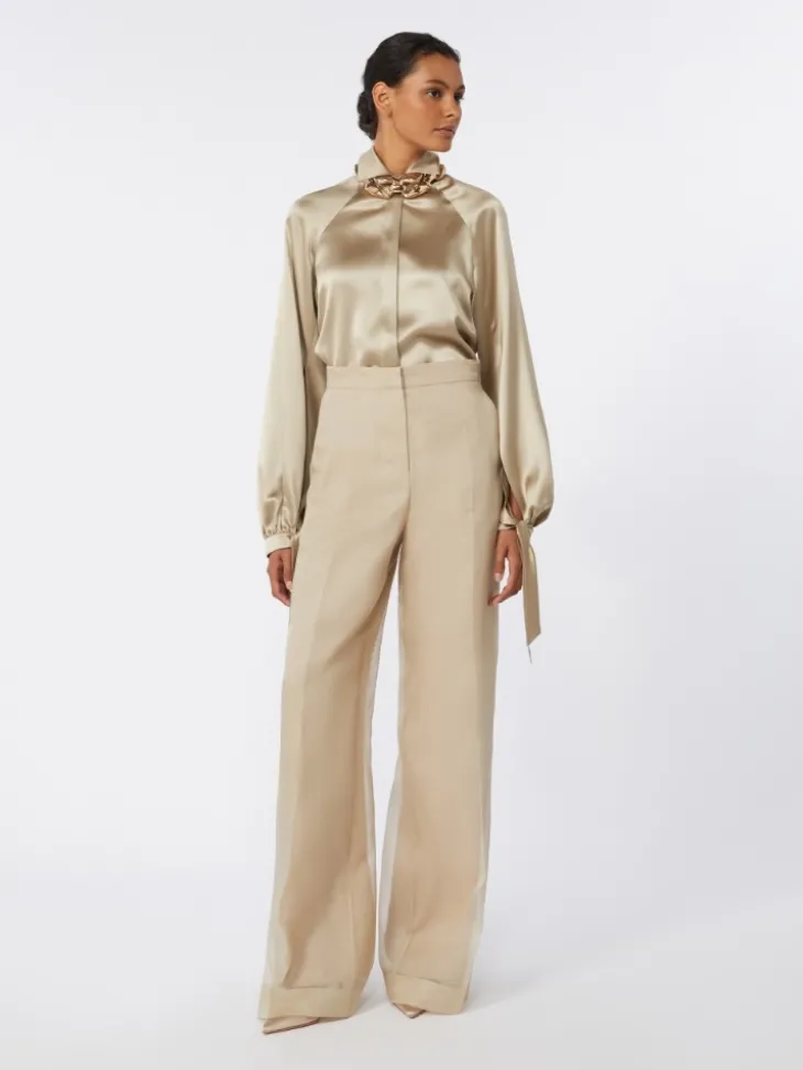 Silk satin shirt - SAND