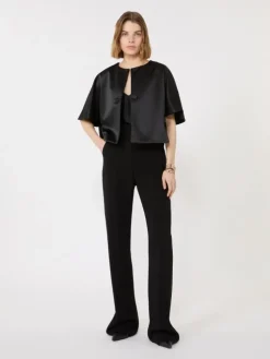 Silk satin top - BLACK