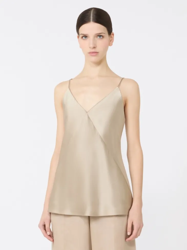 Silk satin top - SAND