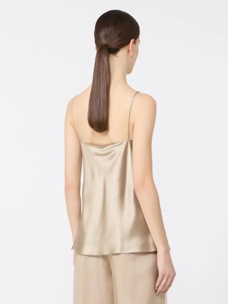 Silk satin top - SAND