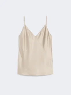 Silk satin top - SAND