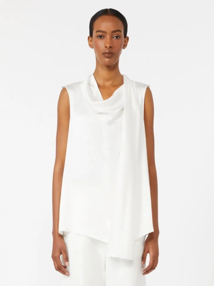 Silk satin top - WHITE