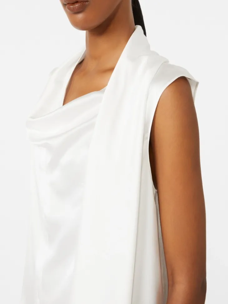 Silk satin top - WHITE