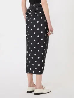 Silk twill knot skirt - BLACK