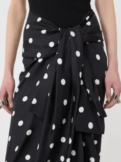 Silk twill knot skirt - BLACK