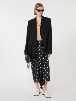 Silk twill knot skirt - BLACK