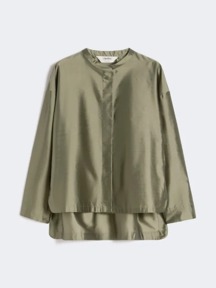 Silk-blend organza shirt - SAGE GREEN