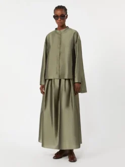 Silk-blend organza shirt - SAGE GREEN