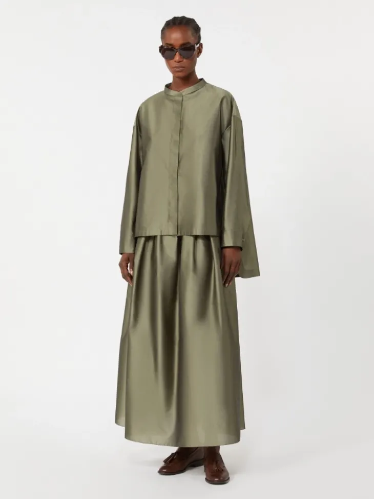 Silk-blend organza shirt - SAGE GREEN