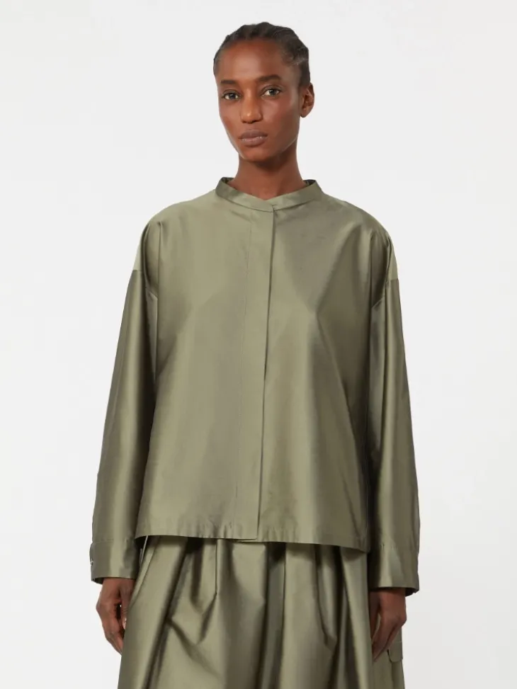 Silk-blend organza shirt - SAGE GREEN