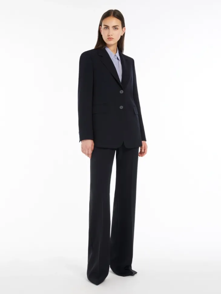 Single-breasted cady blazer - NAVY