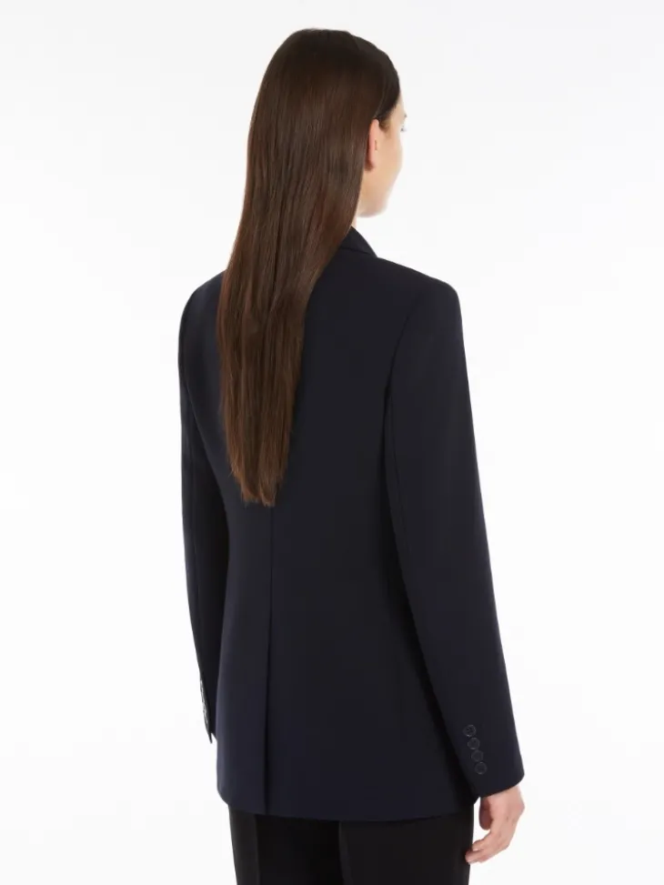 Single-breasted cady blazer - NAVY
