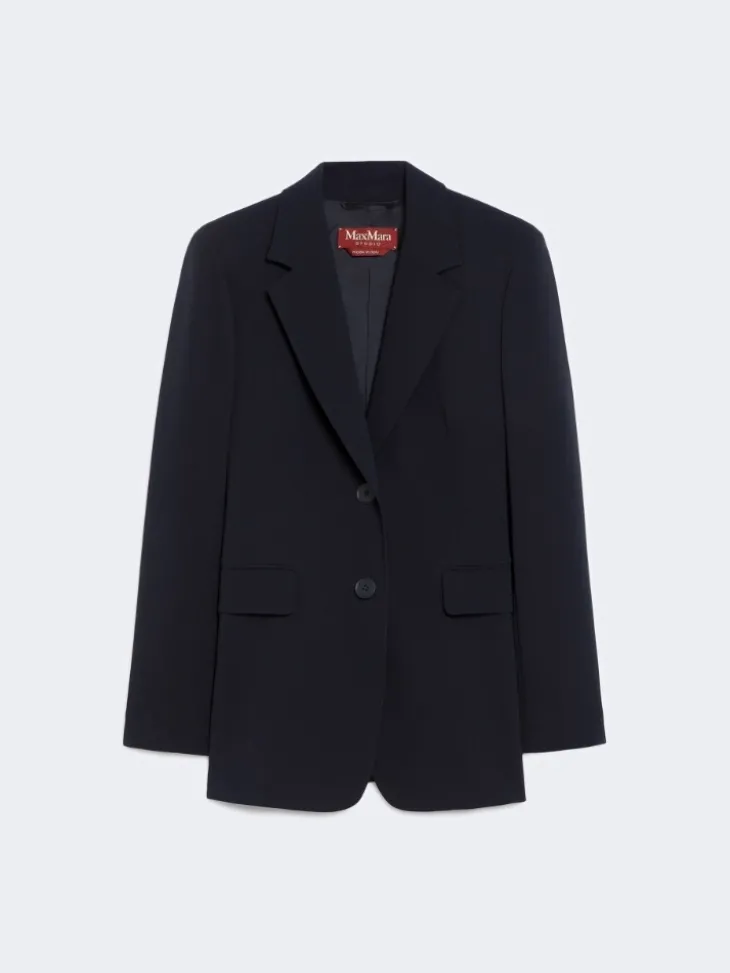 Single-breasted cady blazer - NAVY