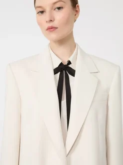 Single-breasted cady blazer - BEIGE