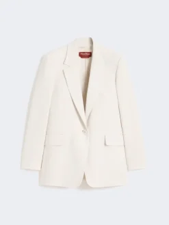 Single-breasted cady blazer - BEIGE