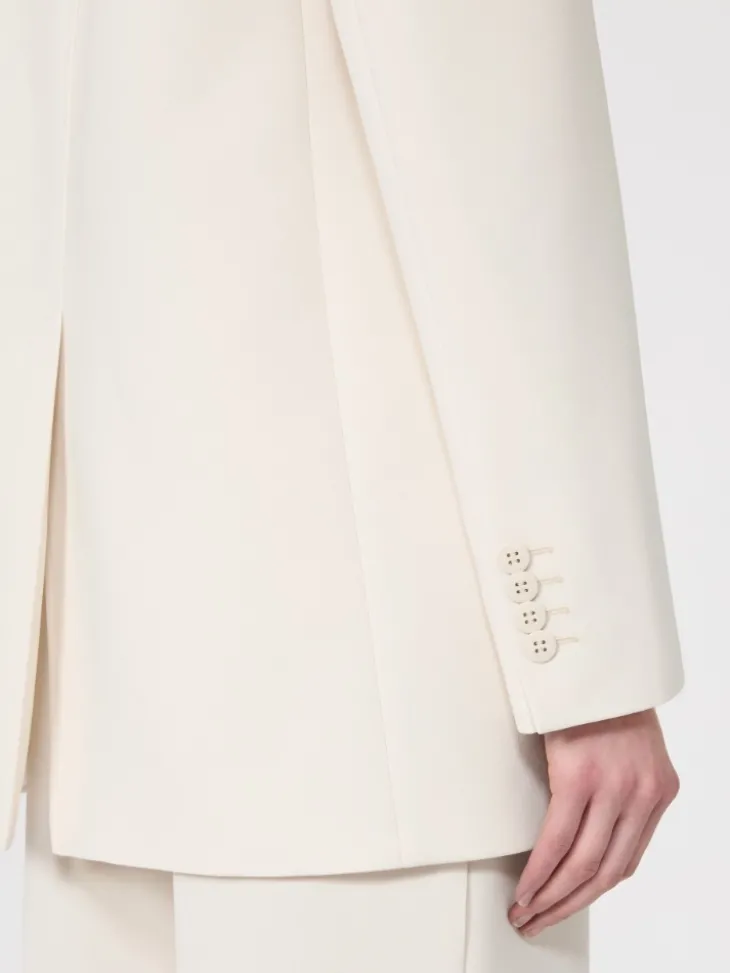 Single-breasted cady blazer - BEIGE
