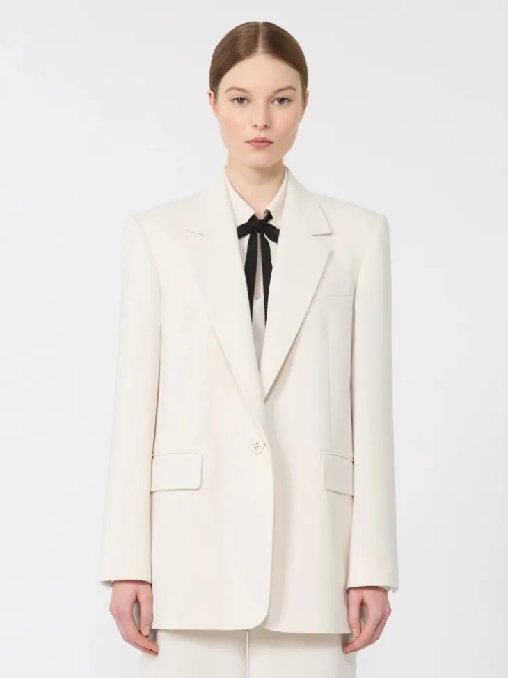 Single-breasted cady blazer - BEIGE