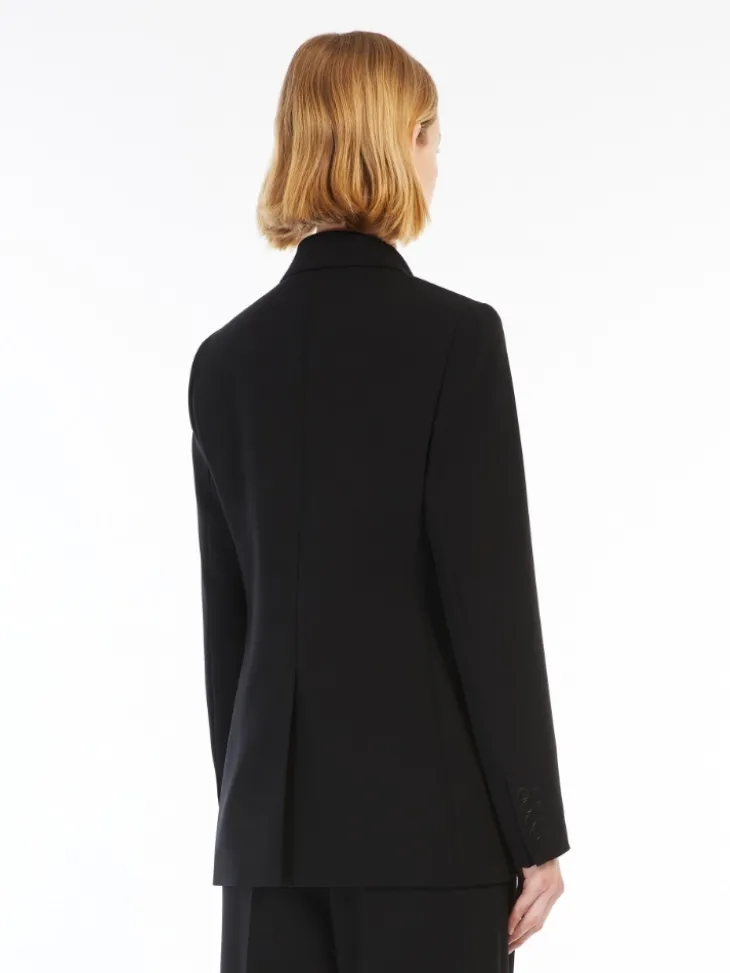Single-breasted cady blazer - BLACK