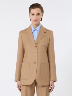 Single-breasted camel blazer - CAMEL