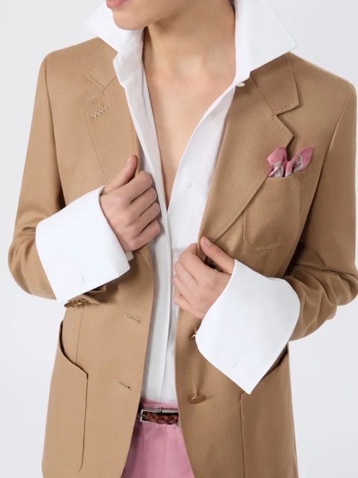 Single-breasted camel blazer - CAMEL