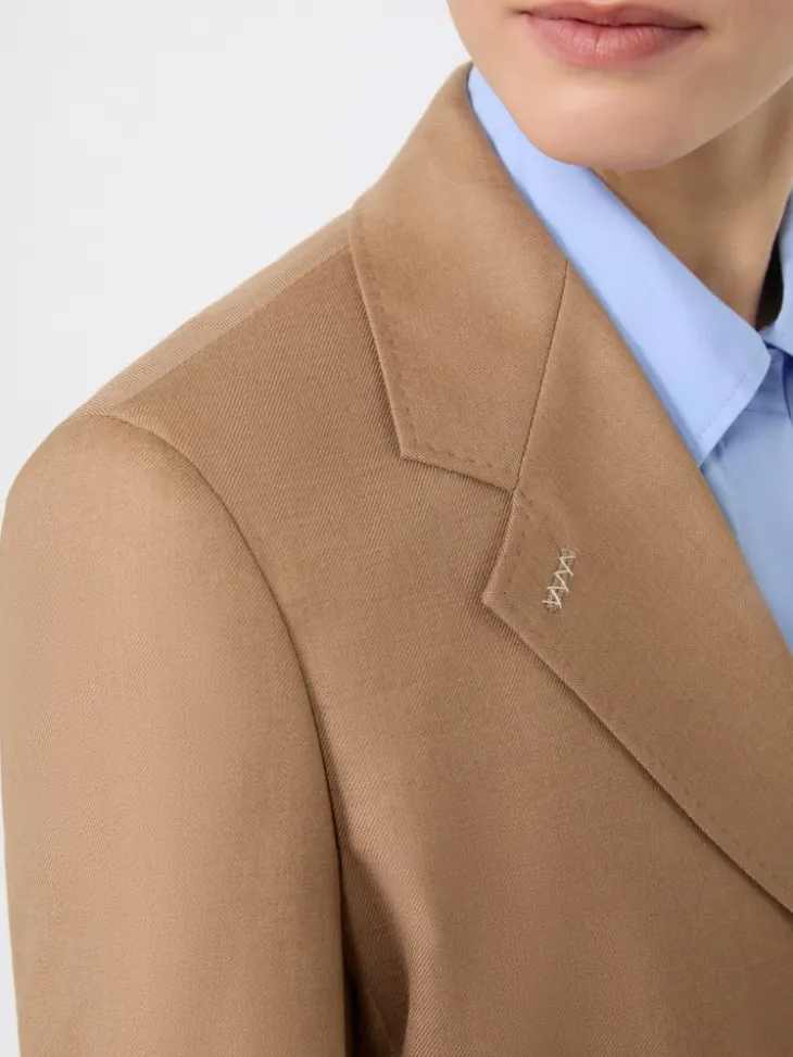 Single-breasted camel blazer - CAMEL