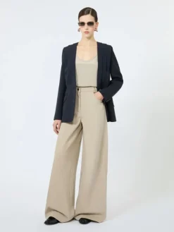 Single-breasted compact cady jacket - MIDNIGHTBLUE