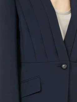 Single-breasted compact cady jacket - MIDNIGHTBLUE