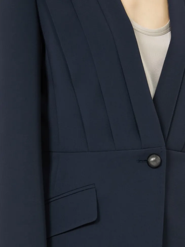 Single-breasted compact cady jacket - MIDNIGHTBLUE