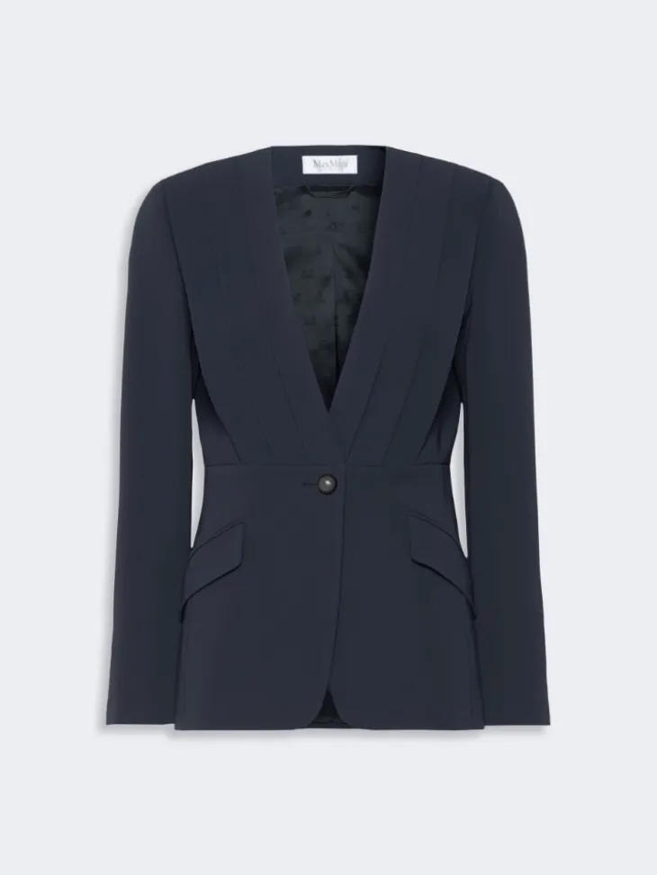 Single-breasted compact cady jacket - MIDNIGHTBLUE