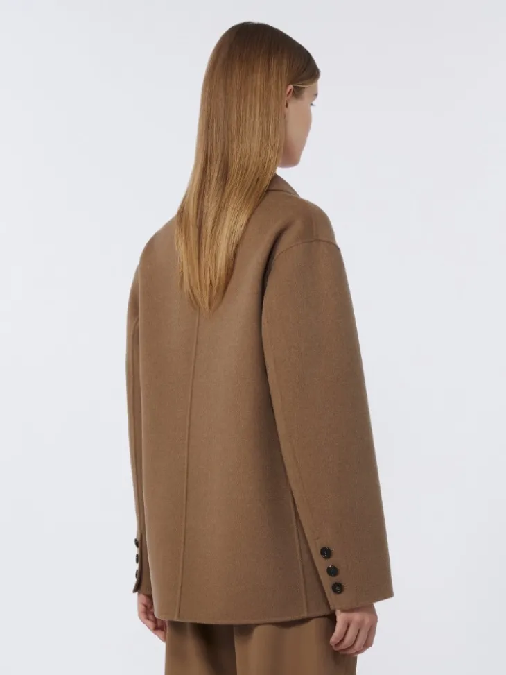 Single-breasted double-faced wool jacket - CAMEL