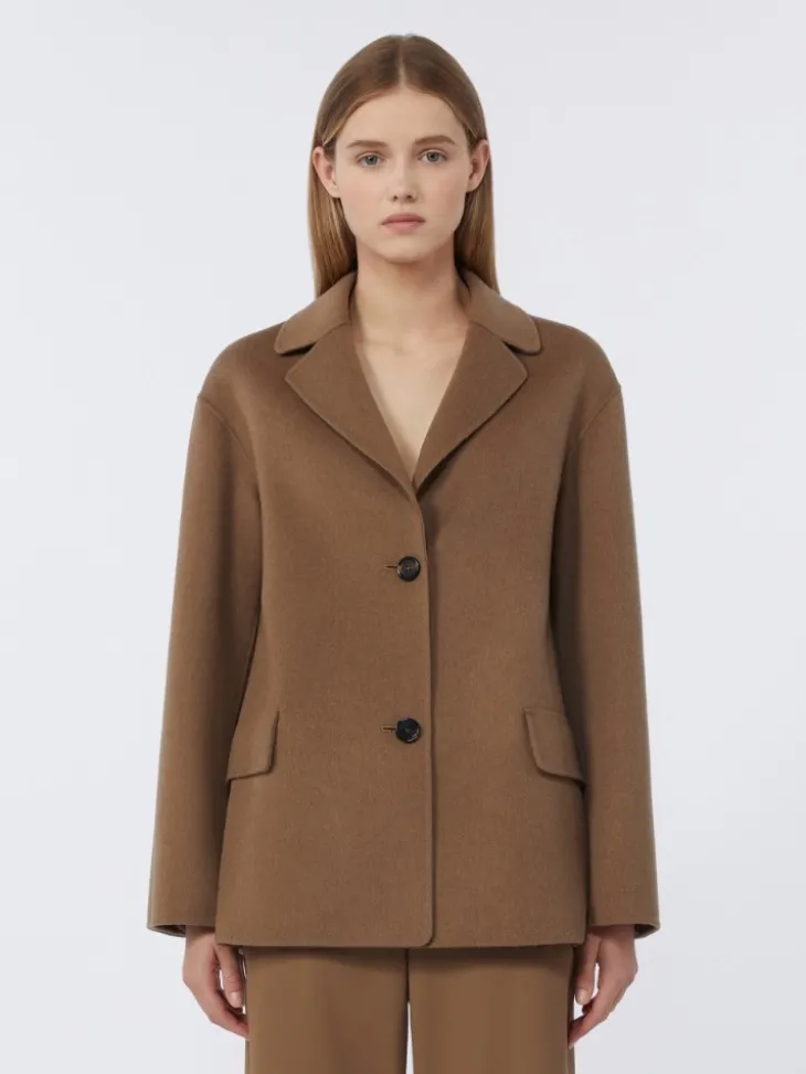 Single-breasted double-faced wool jacket - CAMEL