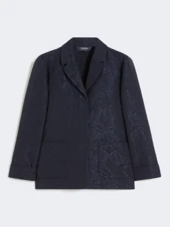 Single-breasted jacquard floral jacket - MIDNIGHTBLUE
