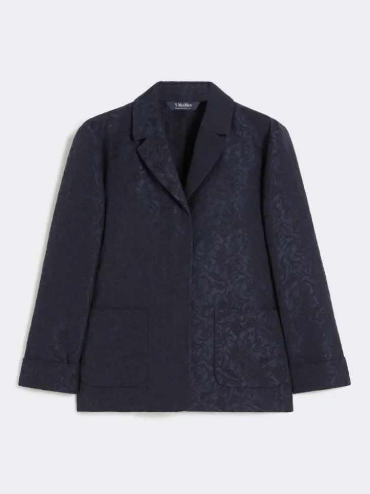 Single-breasted jacquard floral jacket - MIDNIGHTBLUE