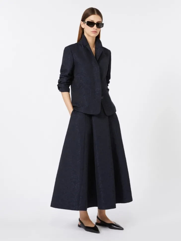 Single-breasted jacquard floral jacket - MIDNIGHTBLUE
