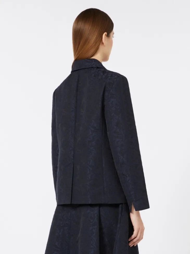 Single-breasted jacquard floral jacket - MIDNIGHTBLUE