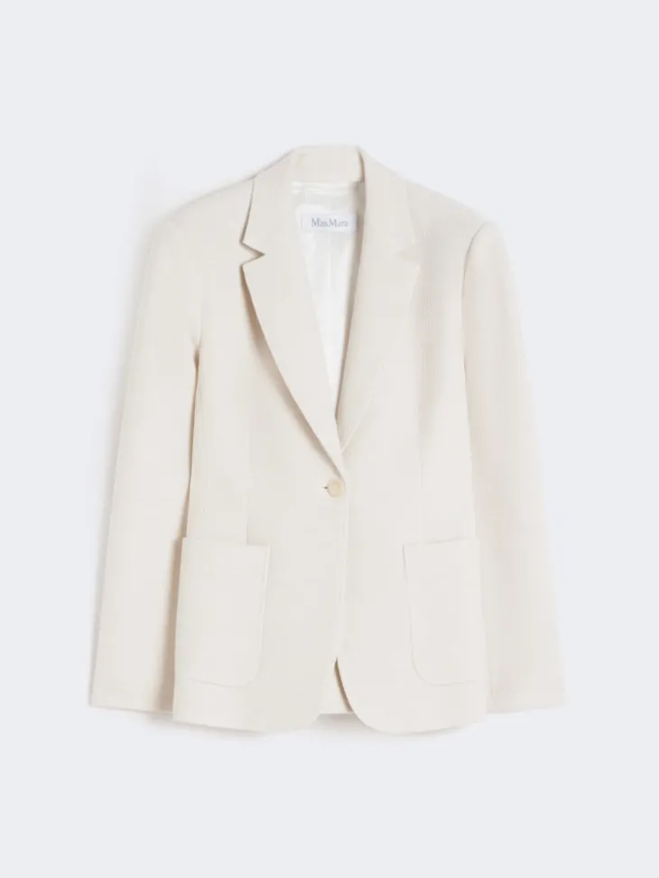 Single-breasted piqué jersey blazer - IVORY