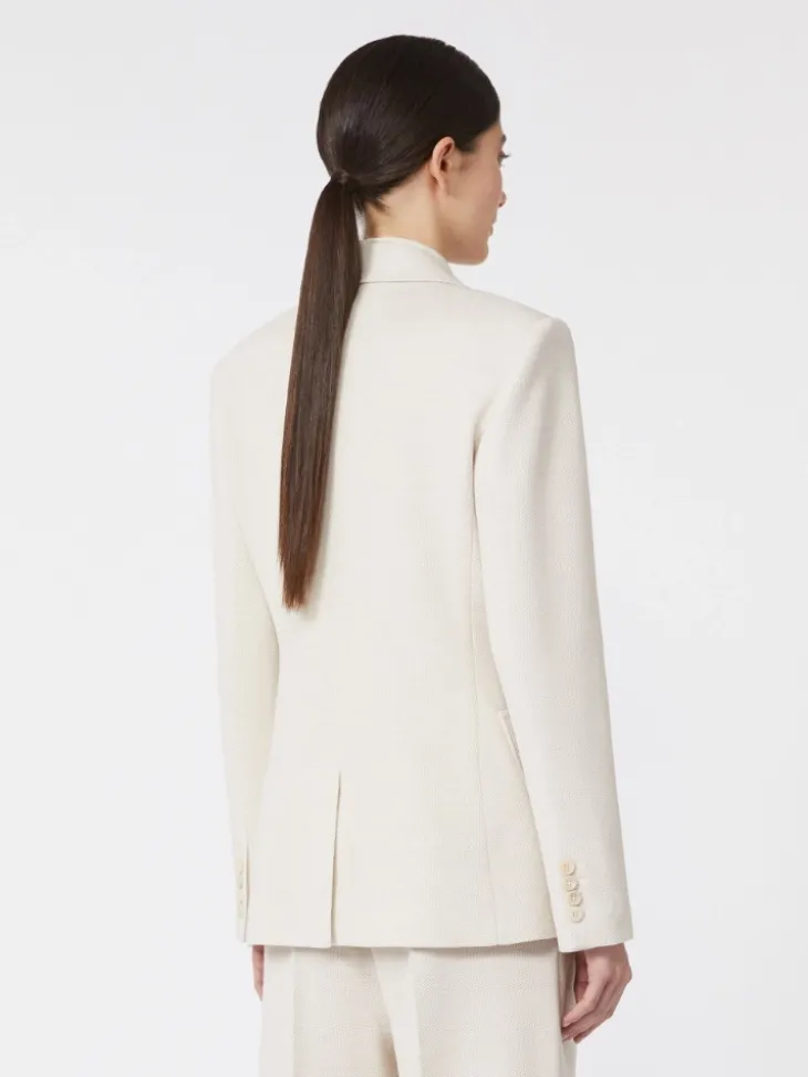 Single-breasted piqué jersey blazer - IVORY