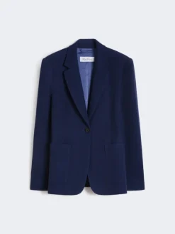 Single-breasted piqué jersey blazer - CHINA BLUE
