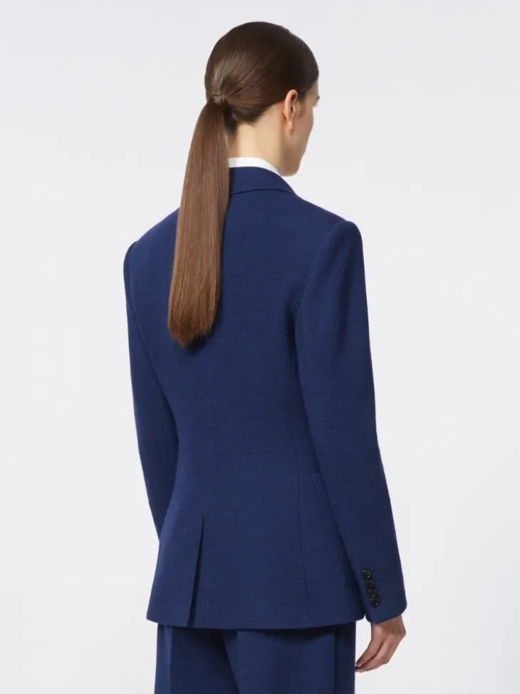 Single-breasted piqué jersey blazer - CHINA BLUE