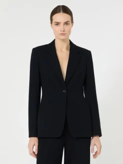 Single-breasted piqué jersey blazer - ULTRAMARINE