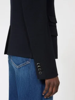 Single-breasted piqué jersey jacket - NAVY