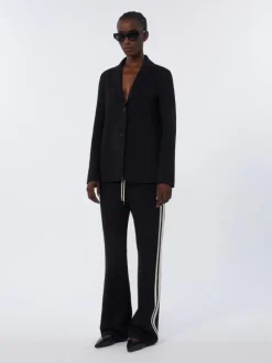 Single-breasted scuba jersey jacket - BLACK