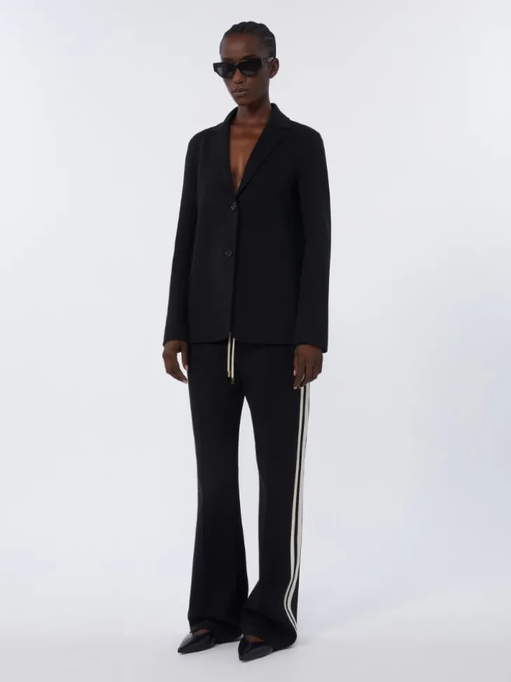 Single-breasted scuba jersey jacket - BLACK