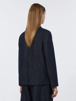 Single-breasted stretch denim jacket - ULTRAMARINE