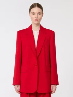 Single-breasted stretch wool blazer - RED
