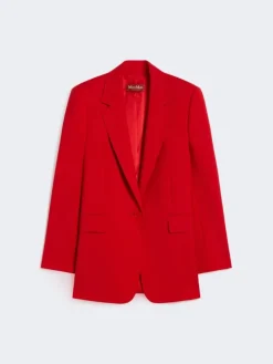 Single-breasted stretch wool blazer - RED