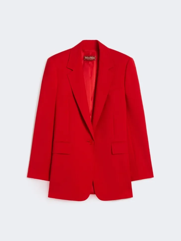 Single-breasted stretch wool blazer - RED