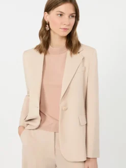 Single-breasted stretch wool blazer - POWDER